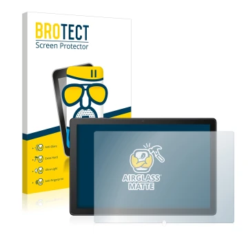 Parte frontal de un envase de producto con el logotipo de la marca BROTECT. Al lado se muestra el dispositivo Alcatel 1T 8092 