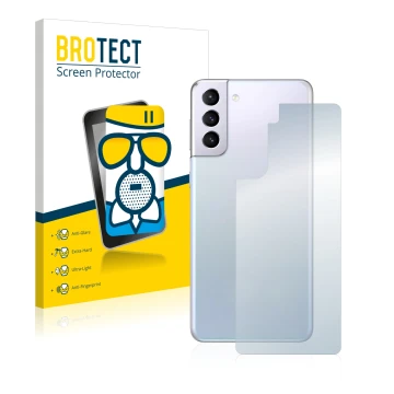 Parte frontal de un envase de producto con el logotipo de la marca BROTECT. Al lado se muestra el dispositivo Samsung Galaxy S