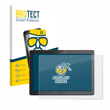 Parte frontal de un envase de producto con el logotipo de la marca BROTECT. Al lado se muestra el dispositivo Lenovo Tab M10 T