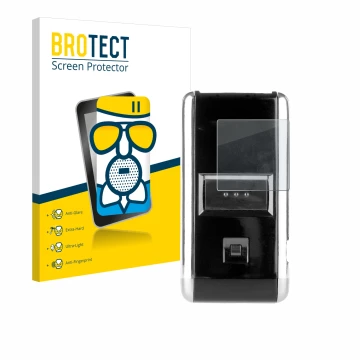 Parte frontal de un envase de producto con el logotipo de la marca BROTECT. Al lado se muestra el dispositivo Opticon OPN-2001