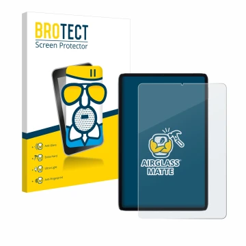 Parte frontal de un envase de producto con el logotipo de la marca BROTECT. Al lado se muestra el dispositivo Xiaomi Mi Pad 5 