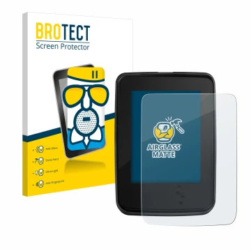 Parte frontal de un envase de producto con el logotipo de la marca BROTECT. Al lado se muestra el dispositivo Giant RideDash E