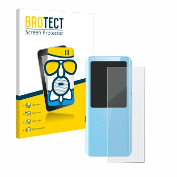 Parte frontal de un envase de producto con el logotipo de la marca BROTECT. Al lado se muestra el dispositivo AGPtek A19X con 