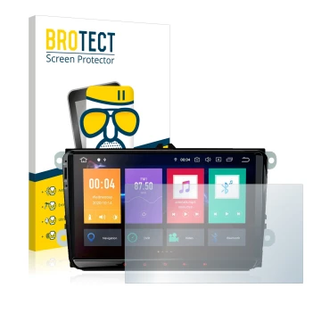 Parte frontal de un envase de producto con el logotipo de la marca BROTECT. Al lado se muestra el dispositivo Xtrons PBE90MTVL