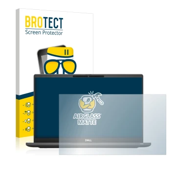 Parte frontal de un envase de producto con el logotipo de la marca BROTECT. Al lado se muestra el dispositivo Dell Latitude 73