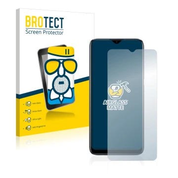 Parte frontal de un envase de producto con el logotipo de la marca BROTECT. Al lado se muestra el dispositivo realme C11 2021 