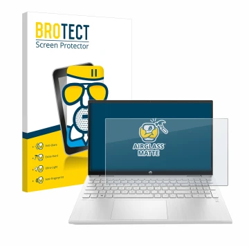 Parte frontal de un envase de producto con el logotipo de la marca BROTECT. Al lado se muestra el dispositivo HP ProBook 440 G