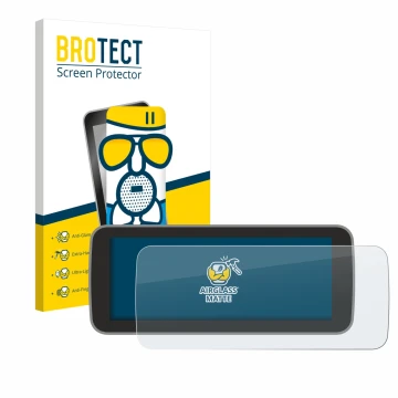 Parte frontal de un envase de producto con el logotipo de la marca BROTECT. Al lado se muestra el dispositivo Fiat 500 E Uconn