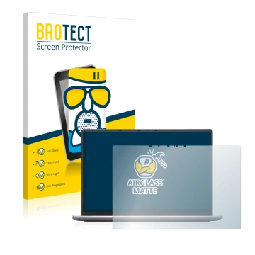 Parte frontal de un envase de producto con el logotipo de la marca BROTECT. Al lado se muestra el dispositivo Dell Latitude 94