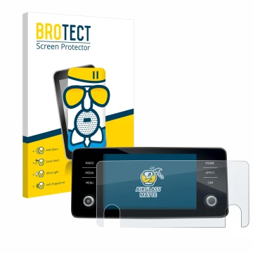 Parte frontal de un envase de producto con el logotipo de la marca BROTECT. Al lado se muestra el dispositivo Skoda Bolero 202