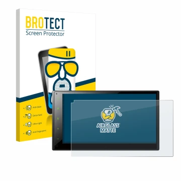 Parte frontal de un envase de producto con el logotipo de la marca BROTECT. Al lado se muestra el dispositivo Pioneer SPH-DA16