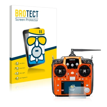 Parte frontal de un envase de producto con el logotipo de la marca BROTECT. Al lado se muestra el dispositivo RadioLink AT10II