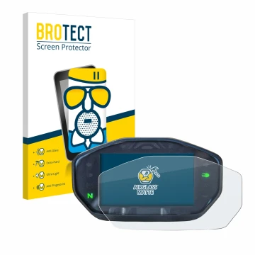 Parte frontal de un envase de producto con el logotipo de la marca BROTECT. Al lado se muestra el dispositivo Ducati Monster /