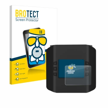 Parte frontal de un envase de producto con el logotipo de la marca BROTECT. Al lado se muestra el dispositivo ISDT Smart Duo C