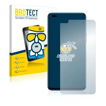 Parte frontal de un envase de producto con el logotipo de la marca BROTECT. Al lado se muestra el dispositivo Honor 50 Lite co