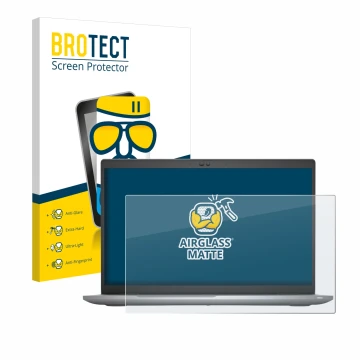 Parte frontal de un envase de producto con el logotipo de la marca BROTECT. Al lado se muestra el dispositivo Dell Latitude 55