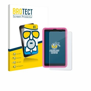 Parte frontal de un envase de producto con el logotipo de la marca BROTECT. Al lado se muestra el dispositivo Blackview Tab 6 