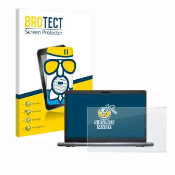 Parte frontal de un envase de producto con el logotipo de la marca BROTECT. Al lado se muestra el dispositivo Dell Latitude 55