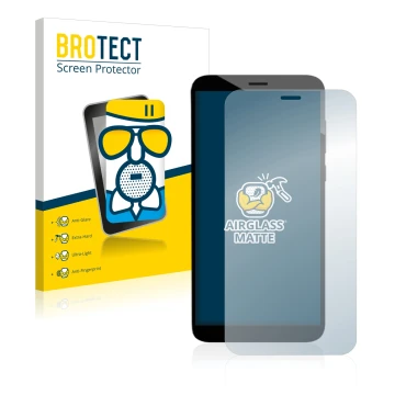 Parte frontal de un envase de producto con el logotipo de la marca BROTECT. Al lado se muestra el dispositivo Pine64 PinePhone