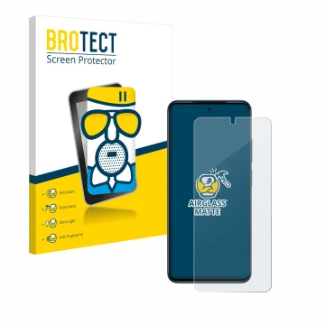 Parte frontal de un envase de producto con el logotipo de la marca BROTECT. Al lado se muestra el dispositivo Xiaomi Redmi Not