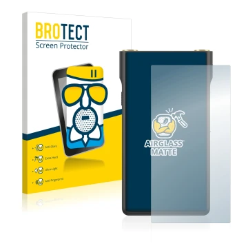 Parte frontal de un envase de producto con el logotipo de la marca BROTECT. Al lado se muestra el dispositivo Sony Walkman NW-