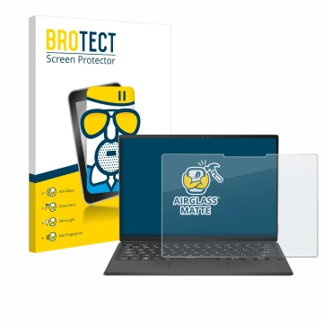 Parte frontal de un envase de producto con el logotipo de la marca BROTECT. Al lado se muestra el dispositivo ASUS Rog Flow Z1