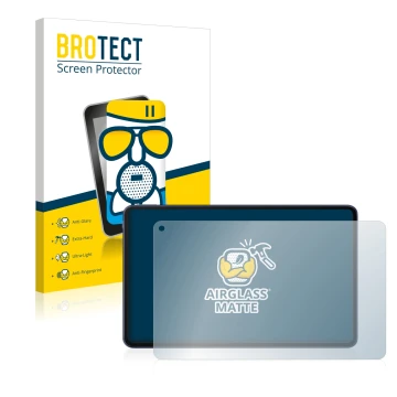 Parte frontal de un envase de producto con el logotipo de la marca BROTECT. Al lado se muestra el dispositivo Huawei MatePad P