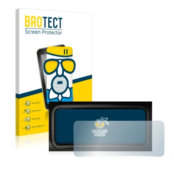 Parte frontal de un envase de producto con el logotipo de la marca BROTECT. Al lado se muestra el dispositivo Hyundai Kona 202