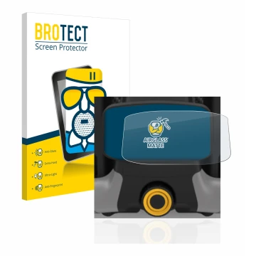 Parte frontal de un envase de producto con el logotipo de la marca BROTECT. Al lado se muestra el dispositivo PowaKaddy CT8 co