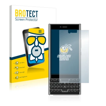 Parte frontal de un envase de producto con el logotipo de la marca BROTECT. Al lado se muestra el dispositivo Unihertz Titan S