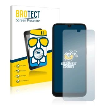 Parte frontal de un envase de producto con el logotipo de la marca BROTECT. Al lado se muestra el dispositivo Doro 8100 PLUS c