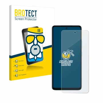 Parte frontal de un envase de producto con el logotipo de la marca BROTECT. Al lado se muestra el dispositivo Motorola Moto G7