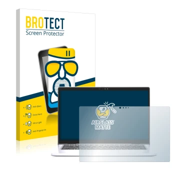 Parte frontal de un envase de producto con el logotipo de la marca BROTECT. Al lado se muestra el dispositivo Dell Latitude 73