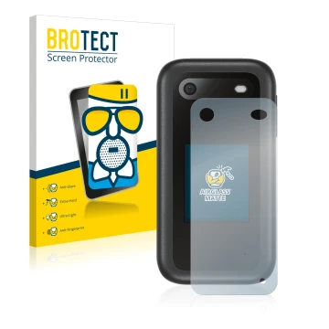 Parte frontal de un envase de producto con el logotipo de la marca BROTECT. Al lado se muestra el dispositivo Nokia 2660 Flip 