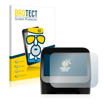 Parte frontal de un envase de producto con el logotipo de la marca BROTECT. Al lado se muestra el dispositivo Shaper Origin Ge