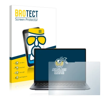 Parte frontal de un envase de producto con el logotipo de la marca BROTECT. Al lado se muestra el dispositivo Dell Latitude 94
