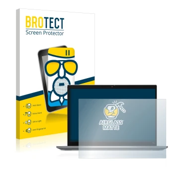 Parte frontal de un envase de producto con el logotipo de la marca BROTECT. Al lado se muestra el dispositivo Lenovo ThinkPad 