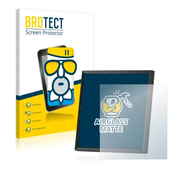 Parte frontal de un envase de producto con el logotipo de la marca BROTECT. Al lado se muestra el dispositivo Divoom Pixoo-64 