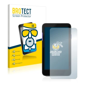 Parte frontal de un envase de producto con el logotipo de la marca BROTECT. Al lado se muestra el dispositivo Zettle Terminal 