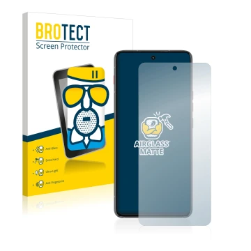 Parte frontal de un envase de producto con el logotipo de la marca BROTECT. Al lado se muestra el dispositivo Motorola ThinkPh