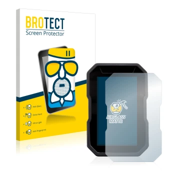 Parte frontal de un envase de producto con el logotipo de la marca BROTECT. Al lado se muestra el dispositivo Ducati DesertX 2