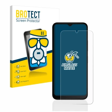 Parte frontal de un envase de producto con el logotipo de la marca BROTECT. Al lado se muestra el dispositivo Nokia C22 con su