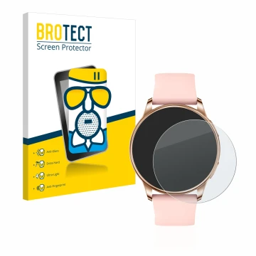 Parte frontal de un envase de producto con el logotipo de la marca BROTECT. Al lado se muestra el dispositivo Levowatch F2 con