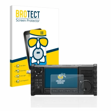 Parte frontal de un envase de producto con el logotipo de la marca BROTECT. Al lado se muestra el dispositivo Xiegu X6100 HF-T