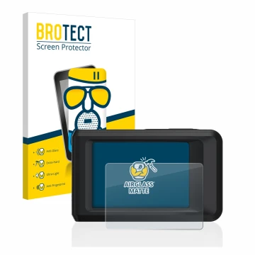 Parte frontal de un envase de producto con el logotipo de la marca BROTECT. Al lado se muestra el dispositivo Hikmicro Pocket 