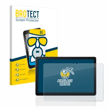 Parte frontal de un envase de producto con el logotipo de la marca BROTECT. Al lado se muestra el dispositivo Acer Iconia Tab 