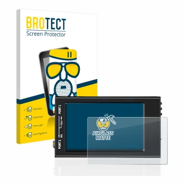 Parte frontal de un envase de producto con el logotipo de la marca BROTECT. Al lado se muestra el dispositivo SDRGEEK NanoVNA-