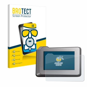 Parte frontal de un envase de producto con el logotipo de la marca BROTECT. Al lado se muestra el dispositivo KTM 1290 Super D