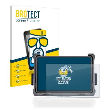 Parte frontal de un envase de producto con el logotipo de la marca BROTECT. Al lado se muestra el dispositivo DJI Transmission