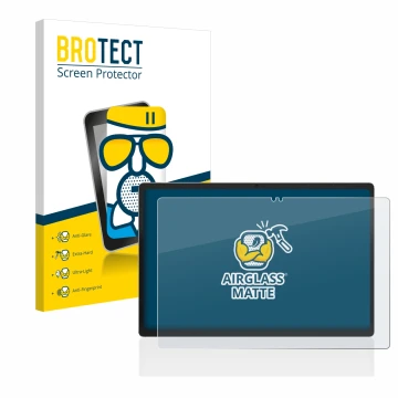 Parte frontal de un envase de producto con el logotipo de la marca BROTECT. Al lado se muestra el dispositivo Jumper EZpad M11